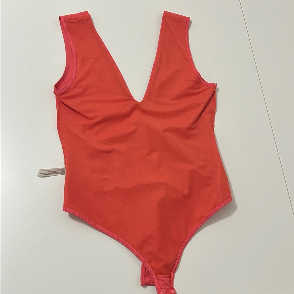 Free People Coral Pink Keep it Sleek Bodysuit Medium - Picture 10 of 11